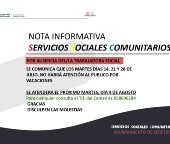 LOS SERVICIOS SOCIALES COMUNITARIOS ATENDERÁN A PARTIR DEL 4 DE AGOSTO