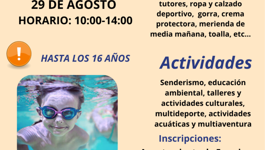 Inscripciones: Antes del 7 de agosto en Guadalinfo (Punto Vuela)